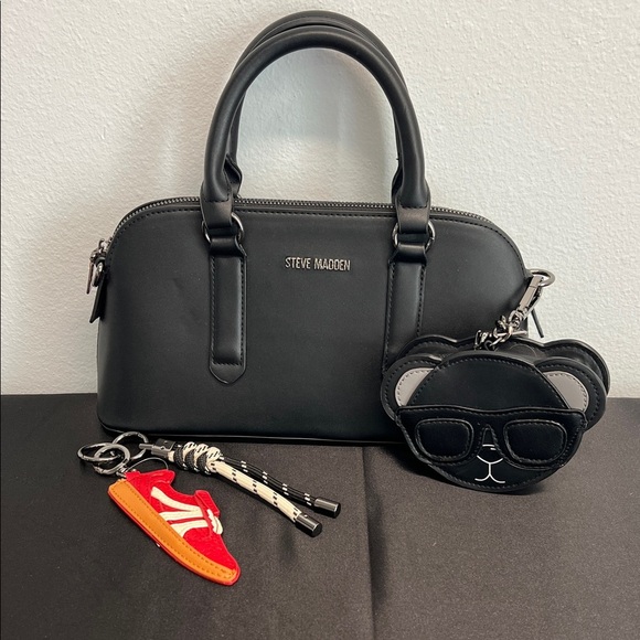 Steve Madden | Black Satchel w/ Crossbody & Charms - Picture 14 of 14